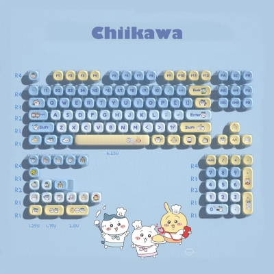 Chiikawa 104+18 Clear PC+PBT Dye-subbed Pudding Jelly Keycaps Set OEM Profile Mechanical Keyboard